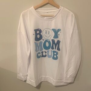 White and Blue Graphic Sweatshirt